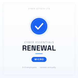 Cyber Essentials annual renewal certification badge for micro organisations (0–9 employees)